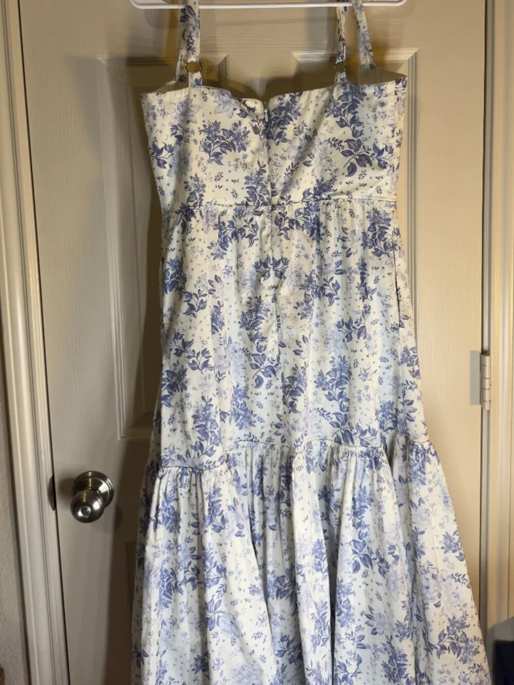 House of CB Charlotte Blue Print Corset Midi Dress Size L Floral Bustier - Picture 2 of 4